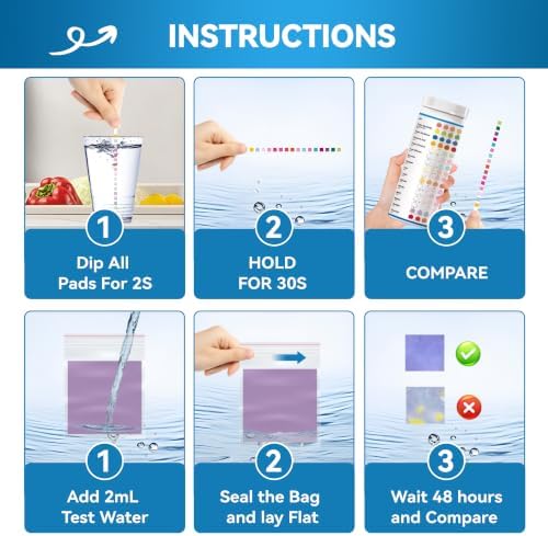 18 in 1 Drinking Water Testing Kit with Bacteria Test, 127 Strips Water Test Kit for Tap & Well Water, Tests Hardness, Chlorine, Copper, Iron, Lead, pH, Alkalinity and More - Image 4