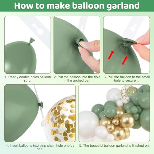 Amandir 153pcs Sage Green Gold Balloon Garland Arch Kit Different Sizes - Image 4