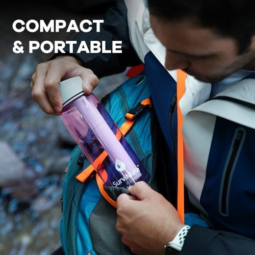 SurviMate Purified Water Bottle for Camping, Hiking, Backpacking and Travel, BPA Free with 5-Stage Intergrated Filter Straw - Image 5