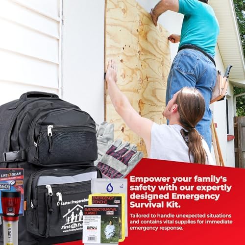 First My Family All-in-One 4 Person, 72 Hour Emergency Survival Kit for Fires, Earthquakes, Hurricanes, Floods, Tsunami and Other Disasters - Premium Black Backpack - Image 5