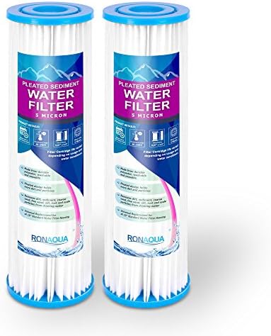 Pleated Sediment Water Filter Cartridge 9.87”x 2.5” Amplified Surface Area, Removes Sand, Dirt, Rust, Extended Filter Life WELL-MATCHED with WHKF-WHPL, 801-50, WB-50W, WFPFC3002, SPC-25-1050 (2 Pack) by Ronaqua