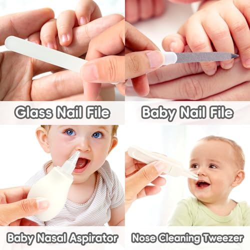 Baby Grooming Kit, Infant Safety Care Set with Hair Brush Comb Nail Clipper Nasal Aspirator,Baby Essentials Kit for Newborn Girls Boys (White) - Image 7