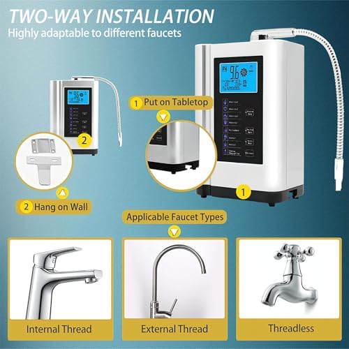 Alkaline Water Machine Ionizer, pH 3.5-10.5 Adjustable, Hydrogen Rich Water Ionizer Machine 7 Settings, Auto-Clean, Compact for Kitchen - Image 5