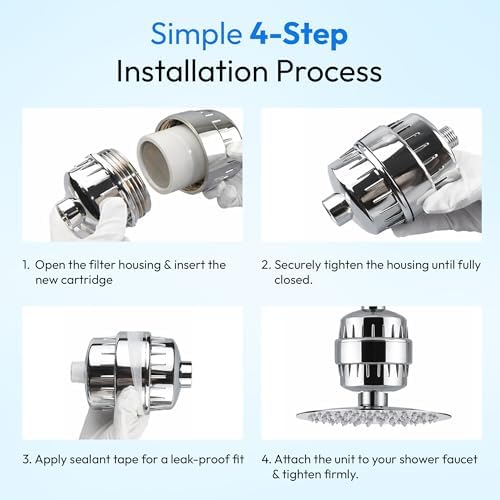 1 Pack Shower Filter Replacement Cartridge for Hard Water Softener, High Output Refill, Chlorine Fluoride Remover, Standard Cartridge, Skin & Hair Care, Easy Install, White - Image 5