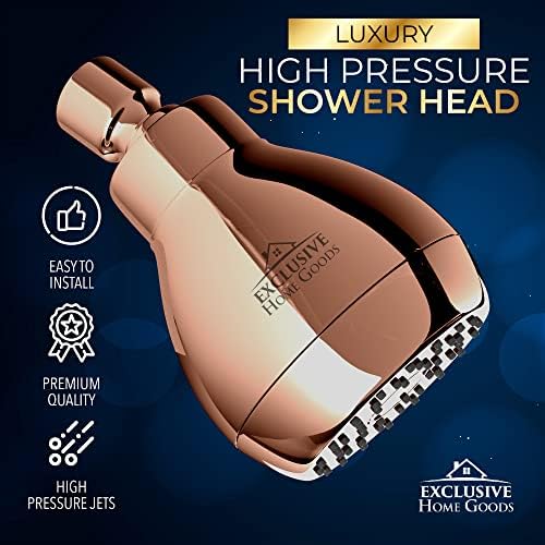 High Pressure Shower Head - Powerful Deluxe Bathroom Showerhead with Strong Spray Stream and Small Silicone Nozzles - Universal Fit Works with High and Low Water Flow Showers 1.8 GPM - Rose Gold - Image 3
