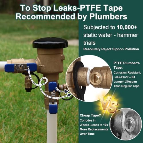 1/2" Brass Pressure Vacuum Breaker, Max 400PSI Sprinkler Backflow Preventer for Non-Potable Systems Like Irrigation & Industry - Image 3