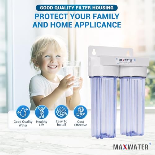 Max Water 10" 2 Stage Whole House Standard Home Water Filter System 3/4" Inlet Clear Filter Housing Variation, Supports 10" x 2.5" Water Filters (Clear, NO Filters) - Image 6