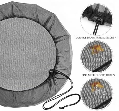 Black Polyester Mesh Rain Barrel Cover, Debris Filter Screen for Open-Top Water Containers up to 39.4 Inches, 1 Pack - Image 6