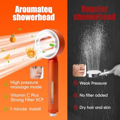 High Pressure Handheld Shower Head, Replaceable Lavender Filter, Vitamin C & Chlorine Removal, Water Efficient, Anti-Rust ABS, CEC DOE Certified, Skin-Friendly Spa (California Orange) - Image 4