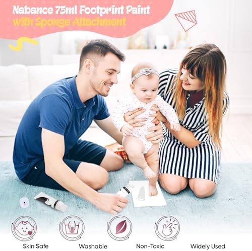 Nabance Baby Hand and Footprint Paint, Sponge Head, Baby Safe Paint, White - Image 2