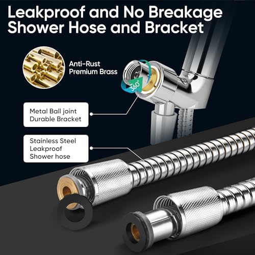 Cobbe 8-Setting Handheld Shower Head, Water-Saving Design, Chrome - Image 6