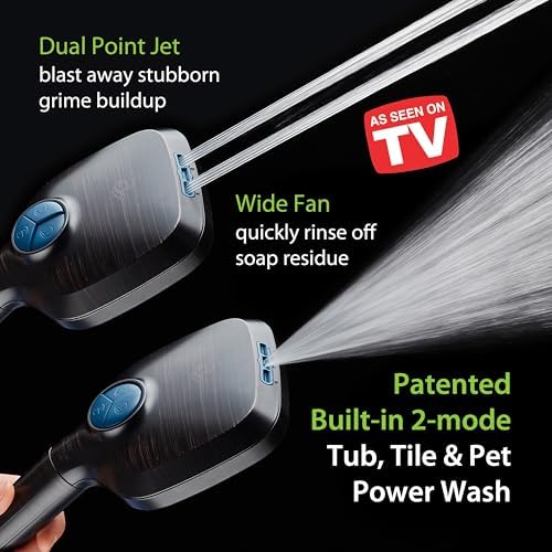 AquaCare High Pressure 10 Spray Mode Filtered Showerhead - Handheld Shower Head Filters Chlorine to Heal Dry Skin, Revive Hair - Dual Power Wash Cleans Tub, Tile, Pets - Hard Water Softener, ORB - Image 3