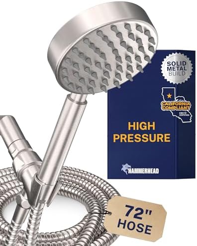 HammerHead Metal Handheld Shower Head High Pressure, 6ft Long Shower Hose by HammerHeadShowers