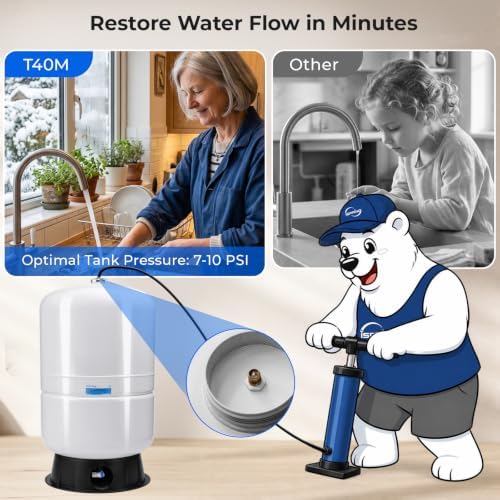 iSpring 40 Gallon RO Tank, Pre-Pressurized Water Storage Tank for Reverse Osmosis RO Systems, Metal High Capacity RO Water Tank, Includes Tank Valve & Elbow, Model: T40M - Image 7