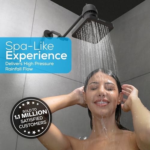 SparkPod Rain Shower Head, 6 Inch Square, Midnight Black Matte Finish - Image 4