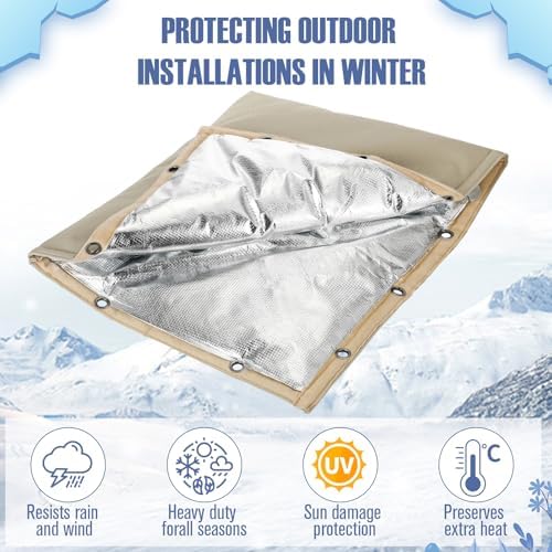 SATINIOR 2 Pcs Backflow Preventer Insulation Cover 17 " x 20 "Outdoor Pipe Insulation Cover with Cable Zip Ties for Outside Irrigation Sprinkler Valve Insulated Pouch Winter Freeze Protection(Beige) - Image 6