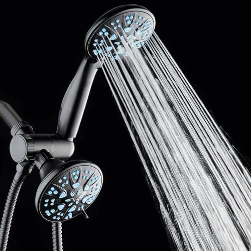 AquaDance Antimicrobial/Anti-Clog High-Pressure 30-setting Dual Head Combination Shower with Microban Nozzle Protection From Growth of Mold, Mildew & Bacteria for a Healthier Shower – Aqua Blue - Image 5