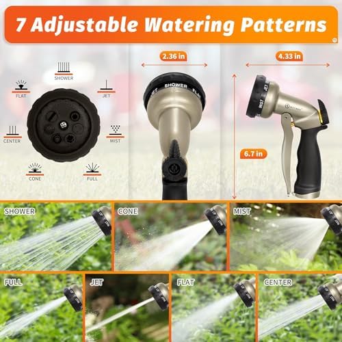 AUTOMAN Garden Hose Nozzle-7 Patterns Sprayer-2 Pack, Metal High Pressure Spray Nozzle, Heavy Duty Labor-Saving Design Water Hose Nozzle for Garden Watering, Car Washing, Window Cleaning, Pets Bathing - Image 3