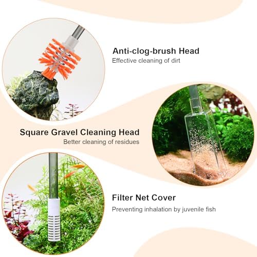AQQA Aquarium Siphon Vacuum Cleaner Kit with 3 Replaceable Heads - Image 2