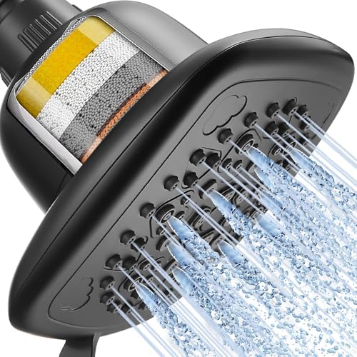Cobbe Filtered Shower Head, 7 Modes High Pressure Shower Heads Matte Black by Cobbe