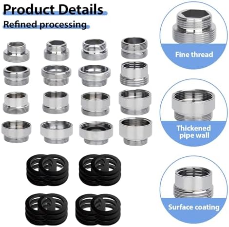 16 PCS Faucet Adapter, FRIVASTIC Sink Adapter for Faucet, Kitchen Sink Aerator Male to Female Water Hose, Attachment for Aerator, to Water Filter, Standard Hose Via Diverter - Image 4