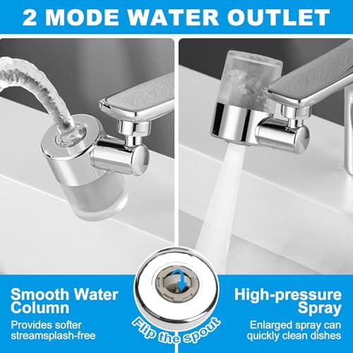 Sink Water Filter Faucet, 720 ° Rotating Kitchen Faucet Water Purifier, Bathroom Faucet Filter Removes Chlorine Fluoride Heavy Metals Hard Water for Home, Kitchen & Bathroom - Image 2