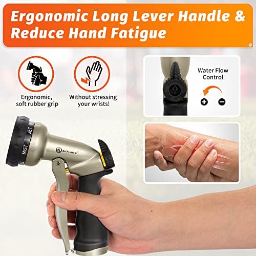 AUTOMAN Garden Hose Nozzle - 7 Patterns Sprayer, 100% Metal High Pressure Spray Nozzle, Labor-Saving Design, Heavy Duty Water Hose Nozzle for Garden Watering, Car Washing, Window Cleaning,Pets Bathing - Image 5