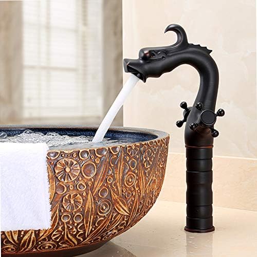 Black Dragon Shaped Basin Basin hot and Cold Water Faucet Sitting Double Handle Faucet, high Model by Unknown