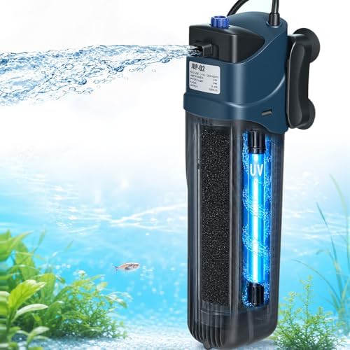 COOSPIDER Aquarium Filter with 5W U-V Light JUP-02 132GPH for 20-60 Gallon by Coospider
