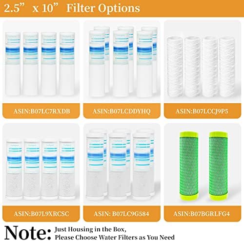 Geekpure 10-Inch Whole House Slim Water Filter Housing for 2.5" x 10" Filter - 3/4" NPT Brass Port - with Air Relief Valve-Blue-Pack of 3 - Image 7