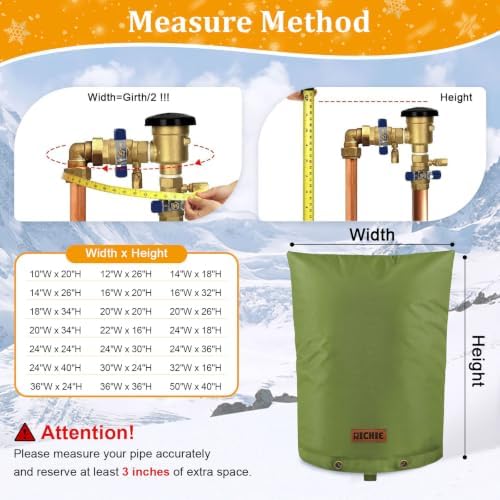 RICHIE Backflow Preventer Cover (5°F) Heavy-Duty 5-Layer Insulated Enclosure, Freeze & All-Weather Protection for Outdoor Pipe, Irrigation Sprinkler Valve, Well Water Pump & PVB, 12" Wx26 H Green - Image 2