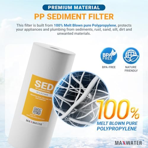 Max Water 5 Micron 10 x 4.5 inch Whole house Sediment Water Filter | Meltblown Polypropylene Well Water Filter Replacement Cartridges for DGD-5005, AP810, SDC-45-1001, GXWH30C, PP10BB (12 Pack) - Image 3
