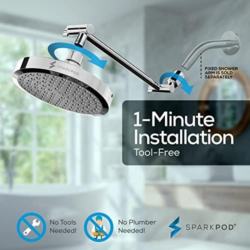 SparkPod 6" Round Rain Shower Head with 11" Shower Arm - Image 6