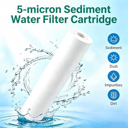 Durable 5 Micron PP Sediment Filter Cartridge, 10" x 2.5" Universal Replacement Water Filter, High Flow Pre-Filter for Protecting Water Pipes & Appliances, Removes Sand, Rust, Silt for Home, Well & RV - Image 3