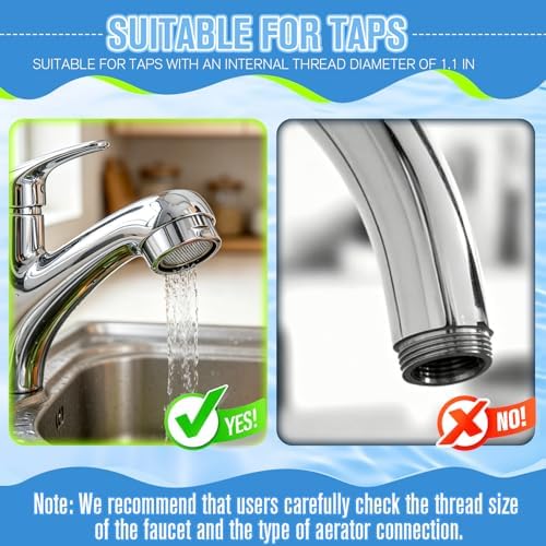 4Pcs Faucet Aerator Replacement, 1-1/8″ 28mm Stainless Steel Rustproof High Flow Water Saving Sink Aerators M28 Male Thread, Universal Bathroom Kitchen Faucet Parts - Image 4