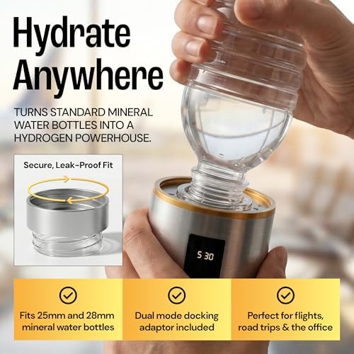 Hydrogen Water Bottle Generator, Up to 6500 PPB Molecular Hydrogen, Independently Lab Tested, SPE/PEM Technology, 12-Hour Retention, 9.5 oz Portable Bottle for Home, Gym, Travel & Office - Image 5