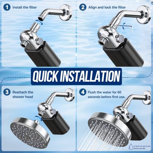 Veken Shower Filter, Chlorine, Lead & Sulphide Tested, One-Press Cartridge - Image 5