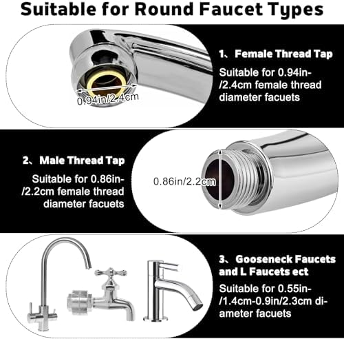 8 Pcs Sink Water Filter Faucet Set, 360 ° Rotating Bathroom Sink Filter, Kitchen Sink Faucet Water Filter Removes Chlorine Fluoride Hard Water Faucet Extender for Home Kitchen & Bathroom - Image 4
