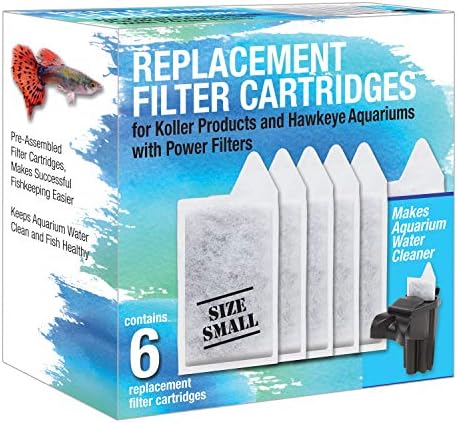 Koller Products Small Aquarium Filter Cartridges 6-Pack, High-Efficiency Replacement for 3–6 Gallon Aquariums, Keeps Water Crystal Clear by DISCOVERTHEEXCITINGWORLDOFKEEPINGTROPICALFISH