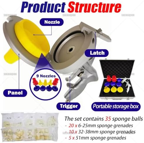 Industrial Pipe Flushing Gun Set, Pneumatic Pipe Cleaning Gun Hose and Tube Cleaning Set with 9 Nozzles for Hoses from 0.23" to 2" Cleaning Equipment for Different Pipe - Image 5