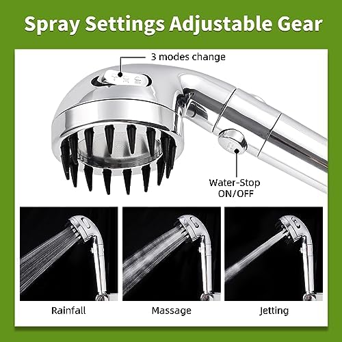 Handheld Dog Shower Attachment with Massage Head Handheld Sprayer with Hose - Image 2