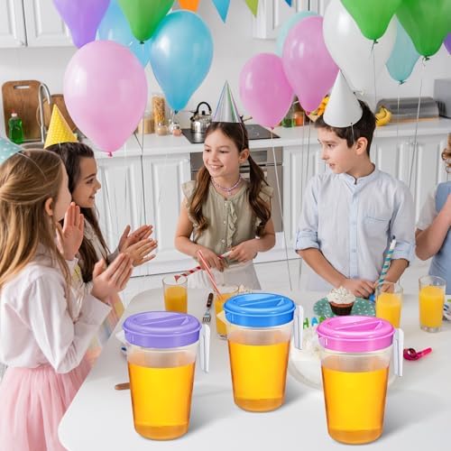 Honeydak 6 Pcs Clear Plastic Pitcher with Lid Handle,70 Oz,Colorful - Image 6