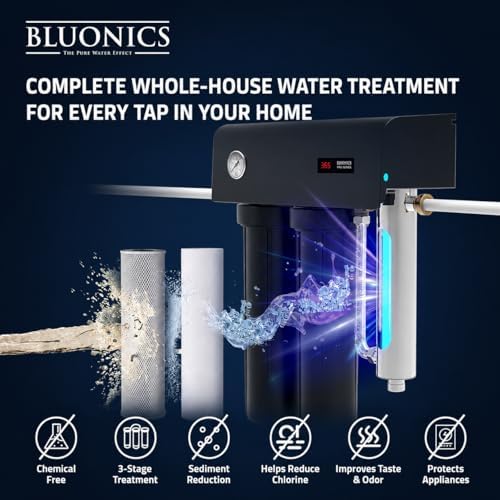 Bluonics Pro Series Whole House Water Filter & Salt-Free Water Descaler Bundle, Dual 20” x 4.5” Filters, 48W UV Water Treatment System, 12 GPM, Stainless Steel UV Chamber, 1” MNPT - Image 6
