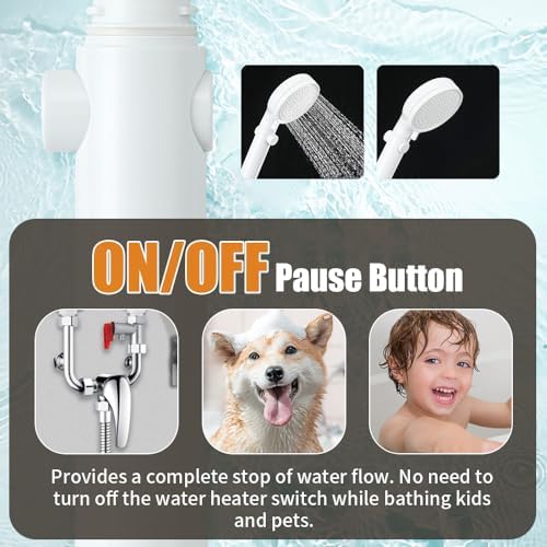 Shower Head with Handheld with ON/Off Switch 3 Modes, White - Image 3