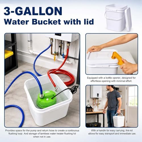 Tankless Water Heater Flushing Kit with 1/6 HP Pump and 3-Gallon Bucket - Image 6