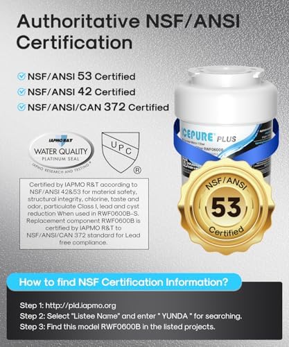 ICEPURE PLUS RWF0600B NSF/ANSI 53 & 42 Certified Refrigerator Water Filter, Remove Lead, Replacement for GE MWF, MWFINT, MWFA, HDX FMG-1, Kenmore 46-9991, GSE25GSHECSS, WFC1201, PC75009, 3PACK - Image 2