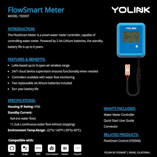 YoLink FlowSmart Kit: 2" Water Meter + Monitor + Hub - Image 7