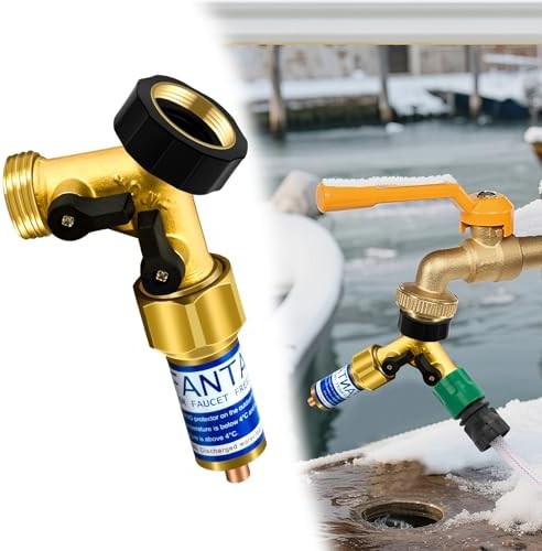 1Set Outdoor Faucet Freeze Protector, 3/4" Thread 2 Way Brass Hose Splitter by Fantang