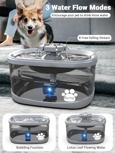 Kastty 2.5Gal/9.5L Dog Water Fountain Extra Large Pet Water Fountain 3 Flow Modes Cat Water Fountain Larger Filter Filtration& Smart LED Pump& Safe Touch, BPA-Free, Quiet for Large Dogs Pets FS68 - Image 3