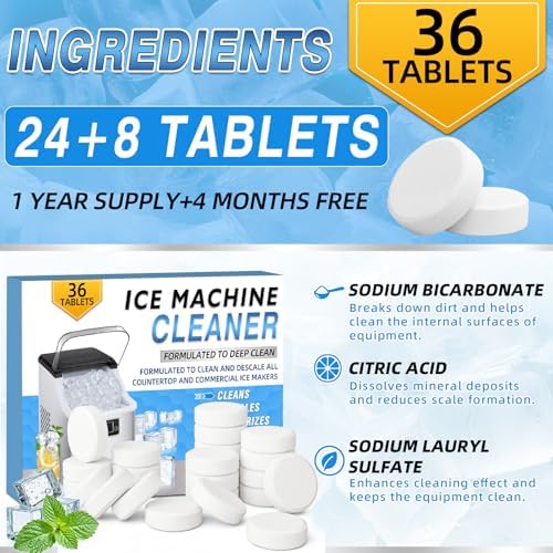 Ice Machine Cleaner Tablets Descaler (36 Pack) – Portable Ice Maker Cleaner, Nickel Safe Scale Remover Compatible with Countertop and Nugget Ice Maker, Remove limescale, Odor-Free, Crystal Clear Ice - Image 4
